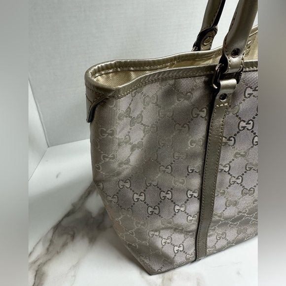 Authentic GUCCI GG implementation Tote Bag Silver w/COA - Picture 9 of 15